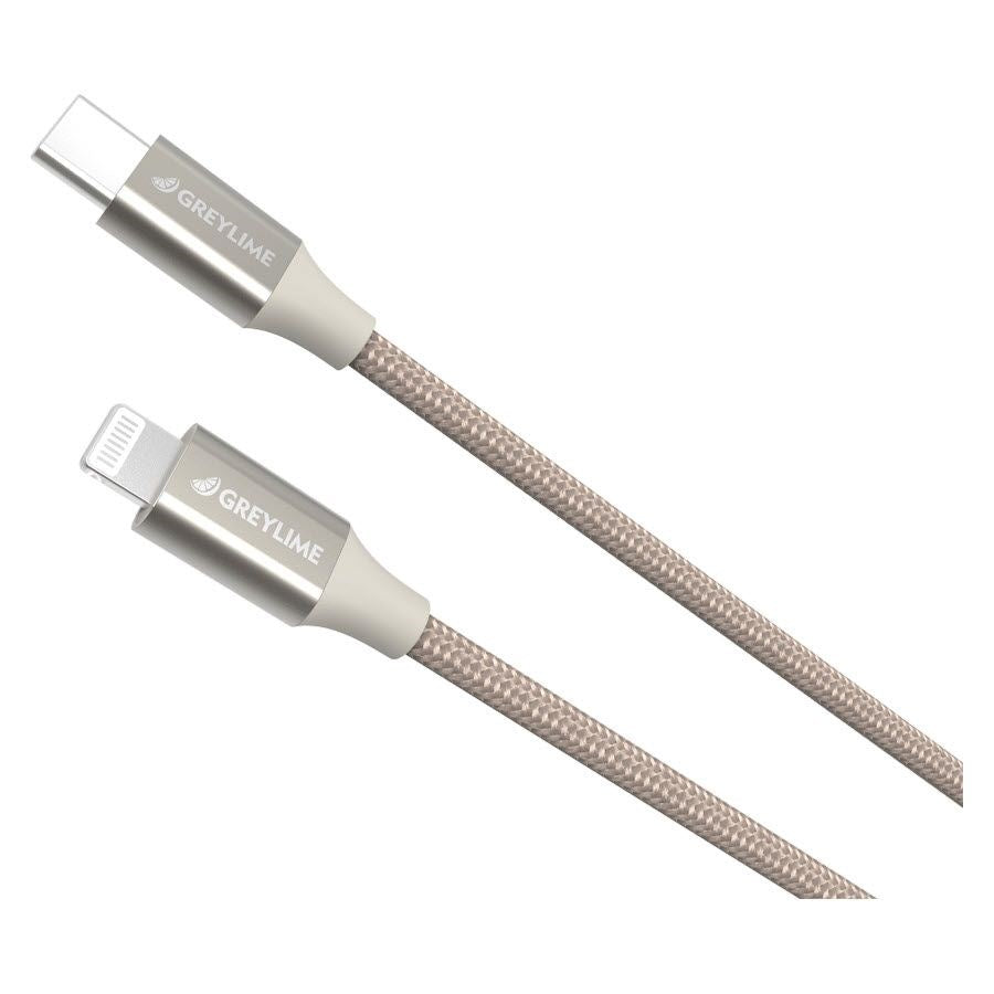 GreyLime 18W Braided USB-C to Lightning Cable 2 m - Beige