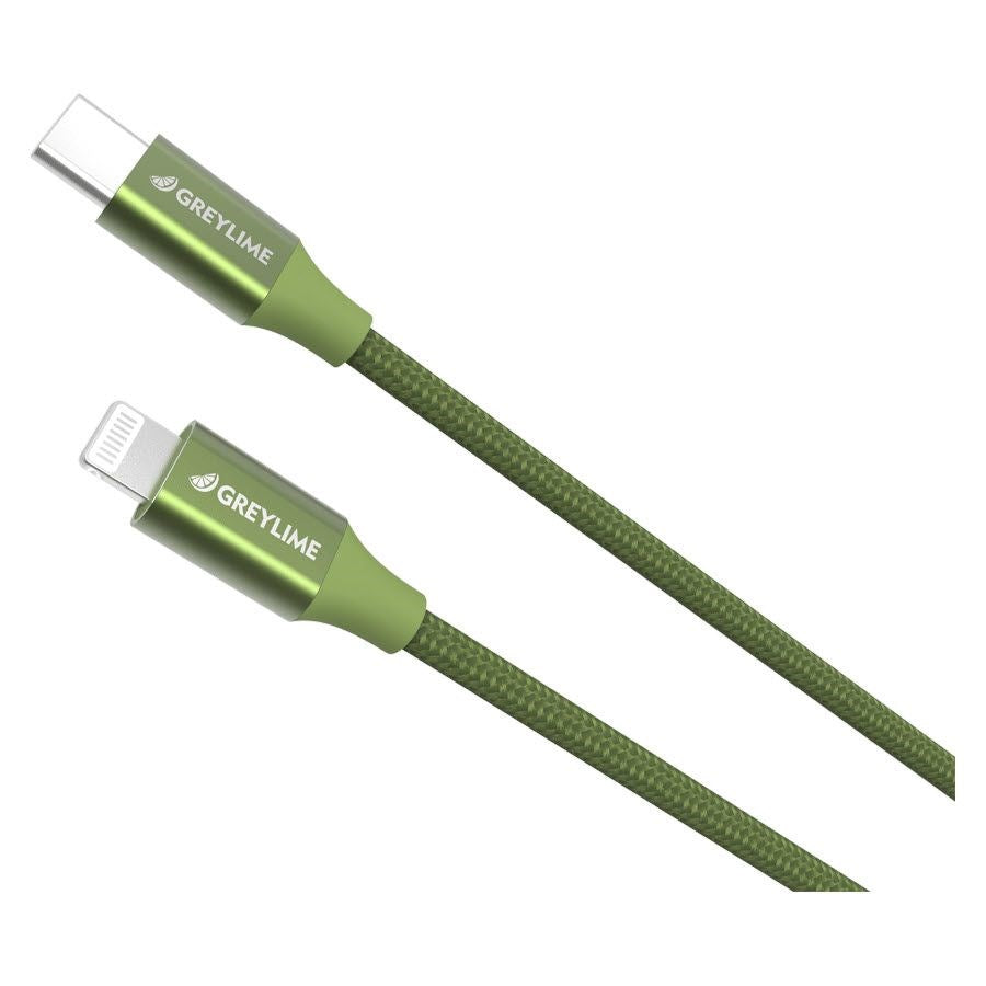 GreyLime 18W Braided USB-C to Lightning Cable 2 m - Green