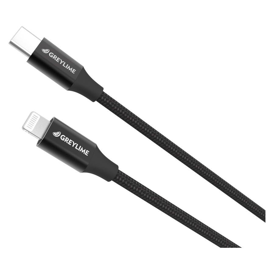 GreyLime 18W Braided USB-C to Lightning Cable 1 m - Black