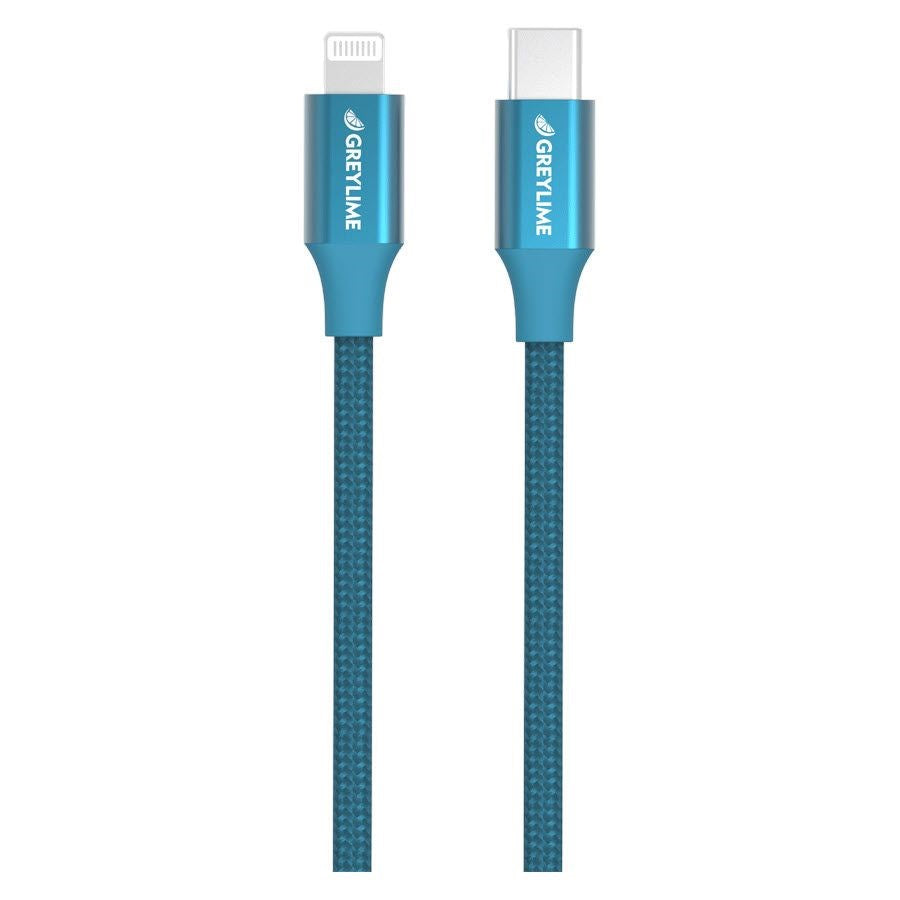 GreyLime 18W Braided USB-C to Lightning Cable 2 m - Blue