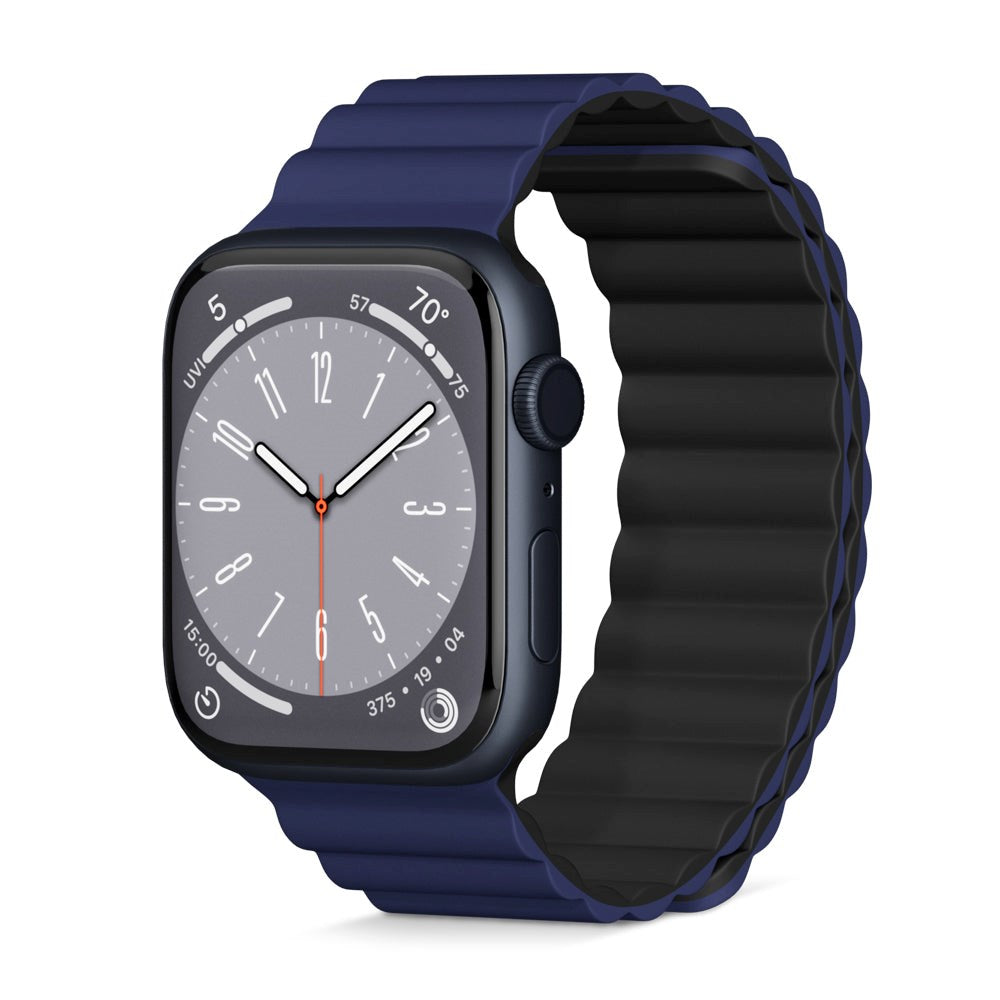 Apple Watch (42/44/SE/45/46/49mm) Epico Magnetic Silicone Strap - Blue / Black