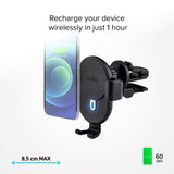 SBS Mobile Phone Holder for Car with Wireless Charging 10W - Max mobile: 85mm - Black