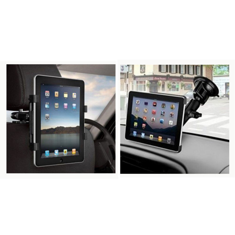 Multifunctional Car Holder For Headrest & Windscreen 7-11" - Black