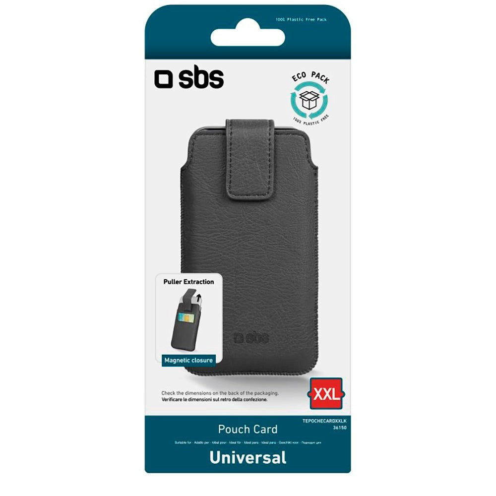 SBS Universal Sleeve w. Card Pocket - (Max Size: 158 x 78 x 8 mm) - Black