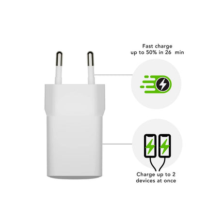 dbramante1928 EU Wall Charger - 1 x USB-C 25W/1 x USB-A 18W - White