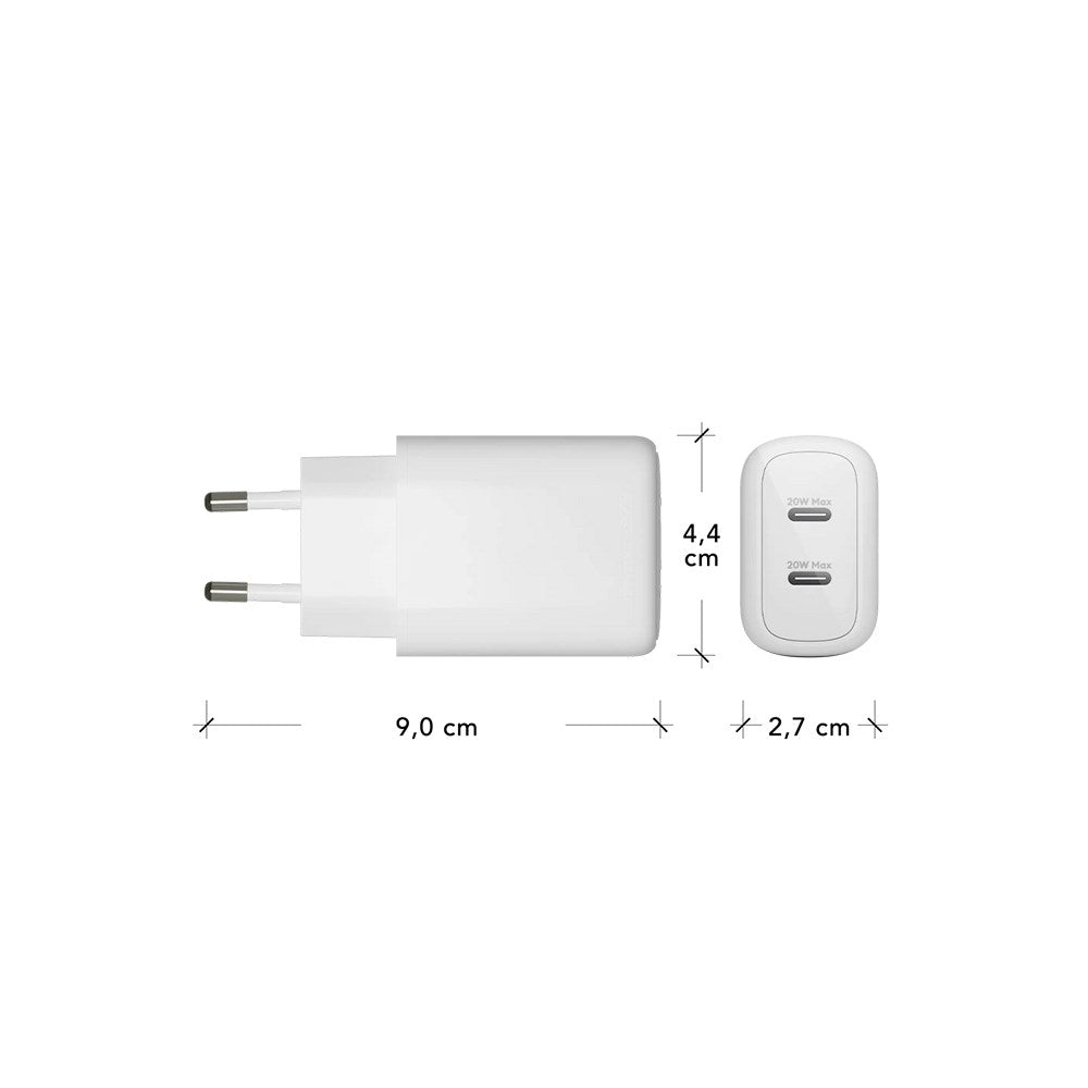 dbramante1928 EU Wall Charger - 2 x USB-C 20W - White