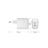 dbramante1928 EU Wall Charger - 2 x USB-C 30W - White