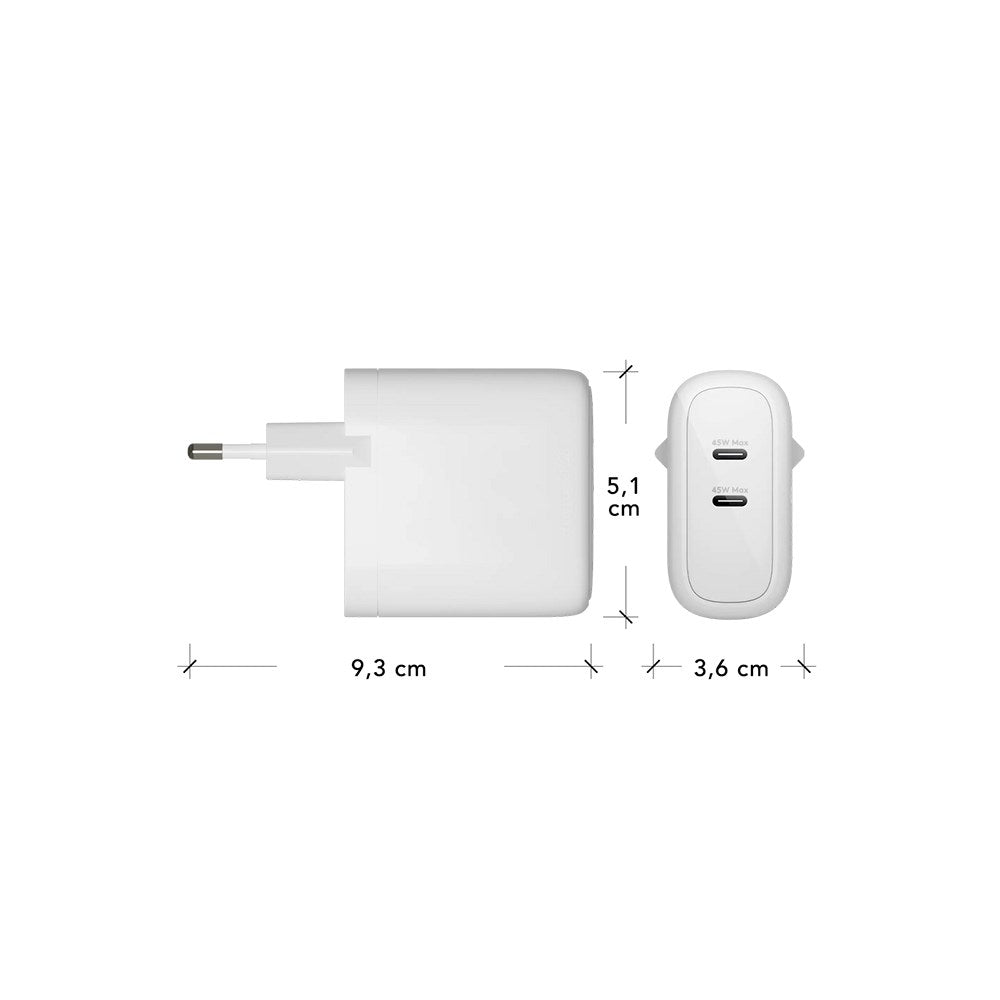 dbramante1928 EU Wall Charger - 2 x USB-C 45W - White