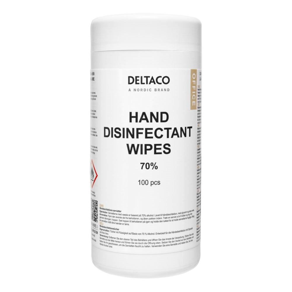 Deltaco Hand Sanitizing Wipes - 100 pcs - White