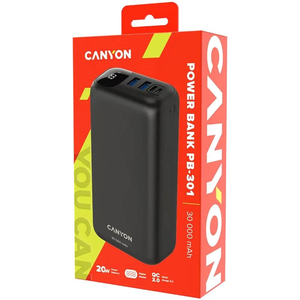 Canyon PB301 20W PowerBank - 30.000 mAh - Black