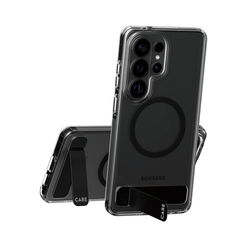 Samsung Galaxy S26 Ultra CARE by PanzerGlass Feature Kickstand Case - Qi Compatible - Transparent / Black