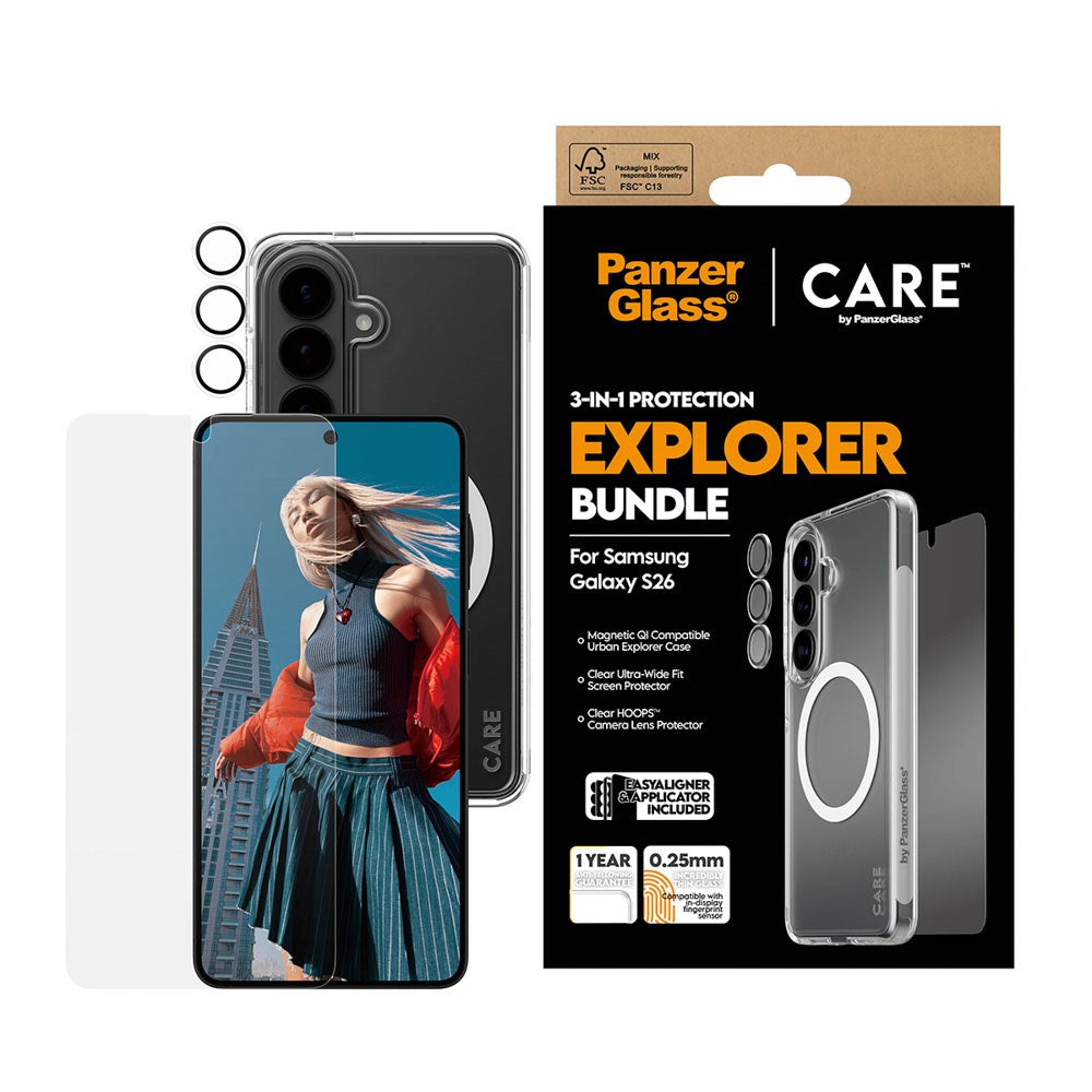Samsung Galaxy S26 Urban Combat 3-in-1 Bundle with Case / Screen Protector / Camera Protection - Qi Compatible - Transparent