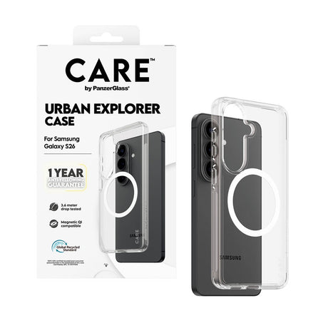 Samsung Galaxy S26 CARE by PanzerGlass Urban Explorer Case - Qi Compatible - Transparent / White