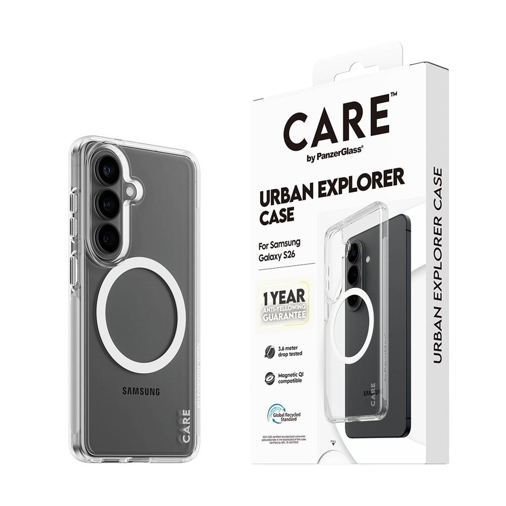 Samsung Galaxy S26 CARE by PanzerGlass Urban Explorer Case - Qi Compatible - Transparent / White