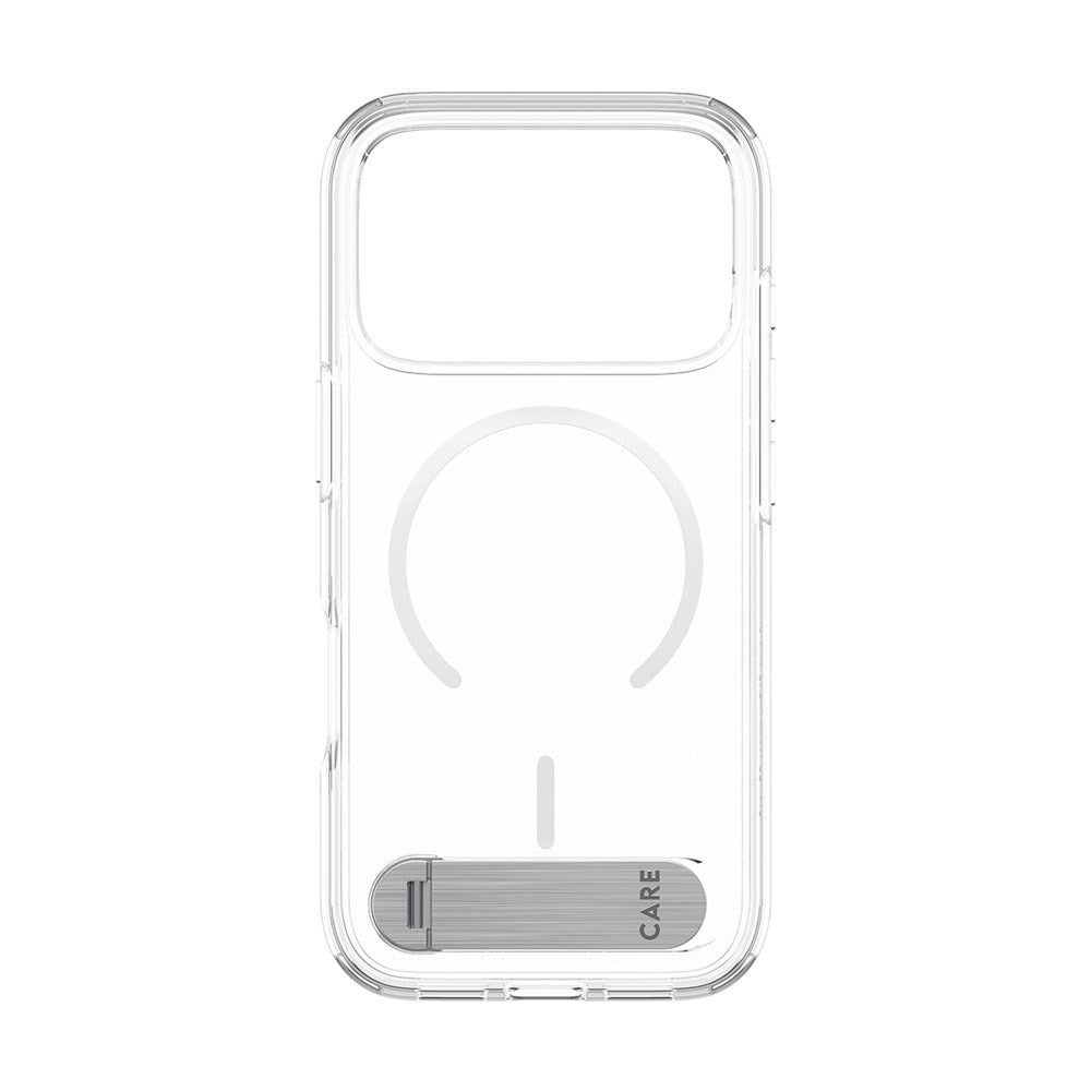iPhone 18 Pro / 17 Pro CARE by PanzerGlass Feature Kickstand Case - MagSafe Compatible - Transparent / White