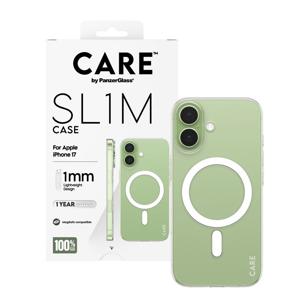iPhone 17 CARE by PanzerGlass SL1M Case - MagSafe Compatible - Transparent