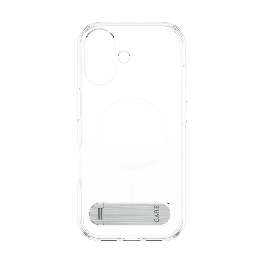 CARE by PanzerGlass iPhone 17 Feature Kickstand Case - MagSafe Compatible - Transparent / Silver