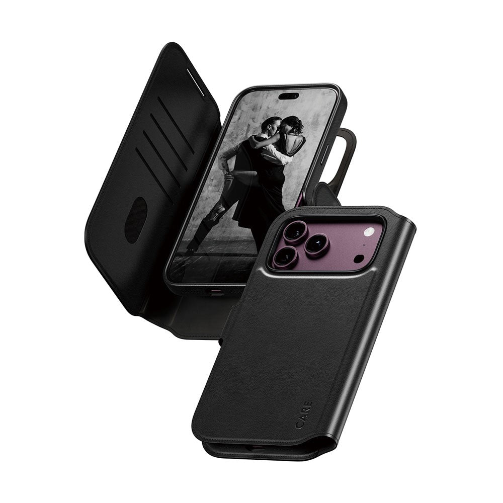 iPhone 18 Pro Max  / 17 Pro Max CARE by PanzerGlass Feature Tango 2-in-1 Flip Case with Wallet - MagSafe Compatible - Black