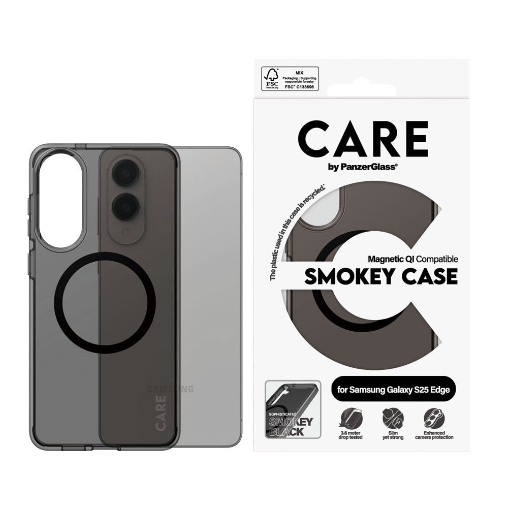 CARE by PanzerGlass Samsung Galaxy S25 Edge FLAGSHIP Urban Combat Case - MagSafe Compatible - Smokey / Black