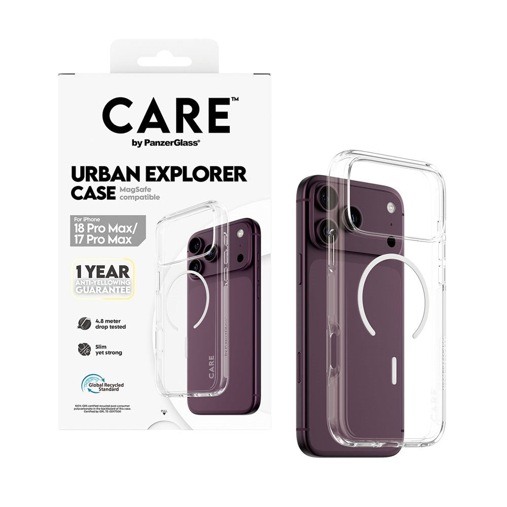 iPhone 18 Pro Max  / 17 Pro Max CARE by PanzerGlass FLAGSHIP Urban Explorer Case - MagSafe Compatible - Transparent / White