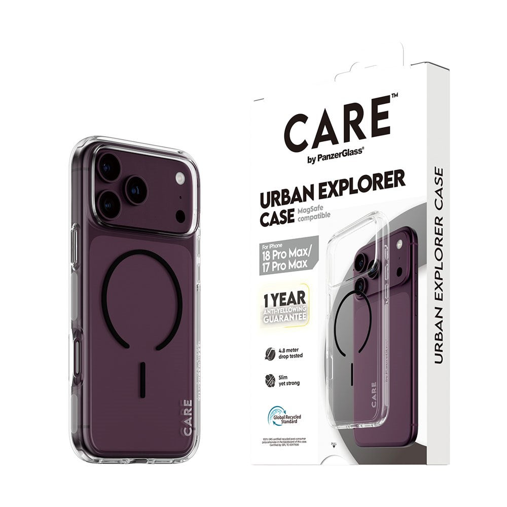 iPhone 18 Pro Max  / 17 Pro Max CARE by PanzerGlass FLAGSHIP Urban Explorer Case - MagSafe Compatible - Transparent / Black