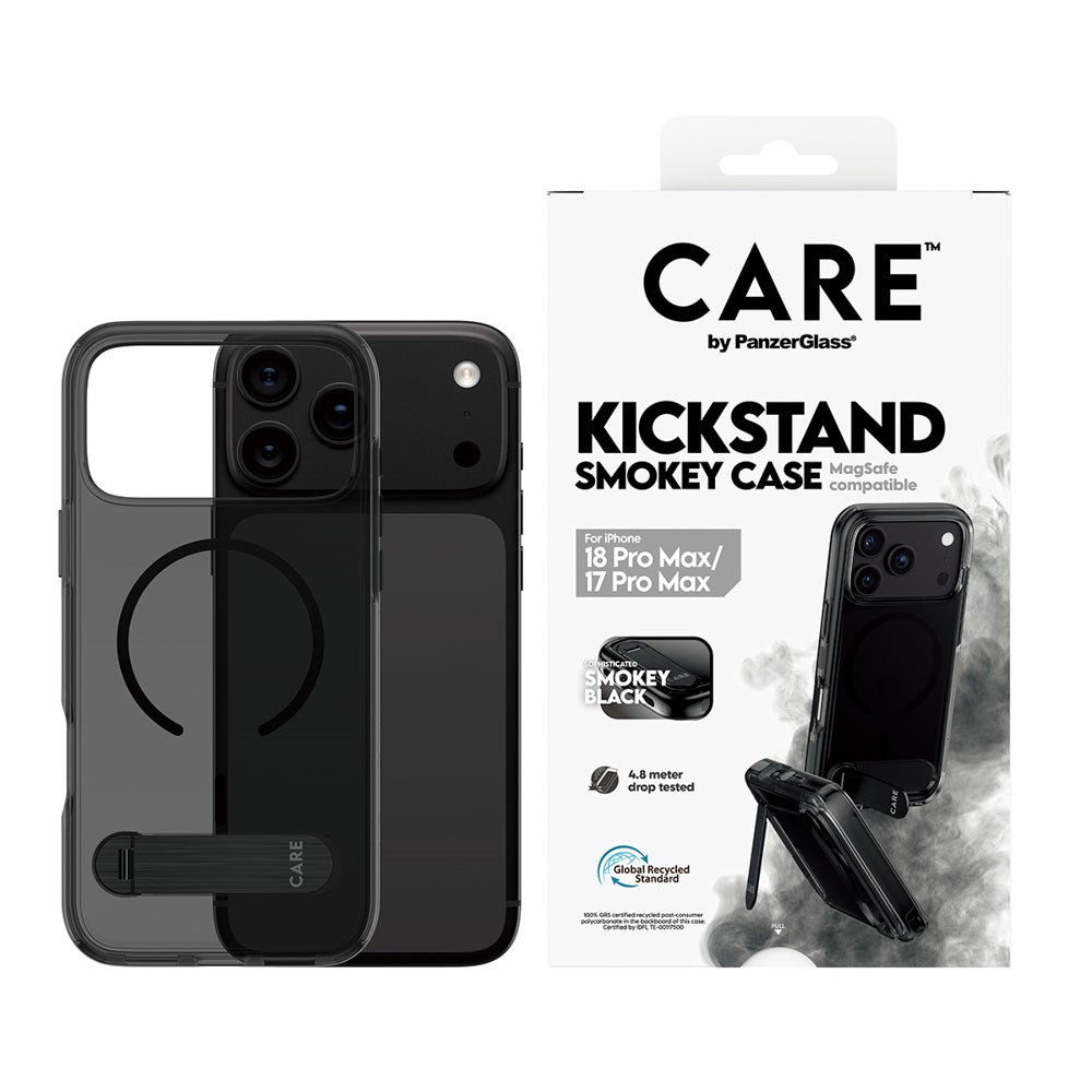 iPhone 18 Pro Max  / 17 Pro Max CARE by PanzerGlass Feature Kickstand Case - MagSafe Compatible - Black / Transparent
