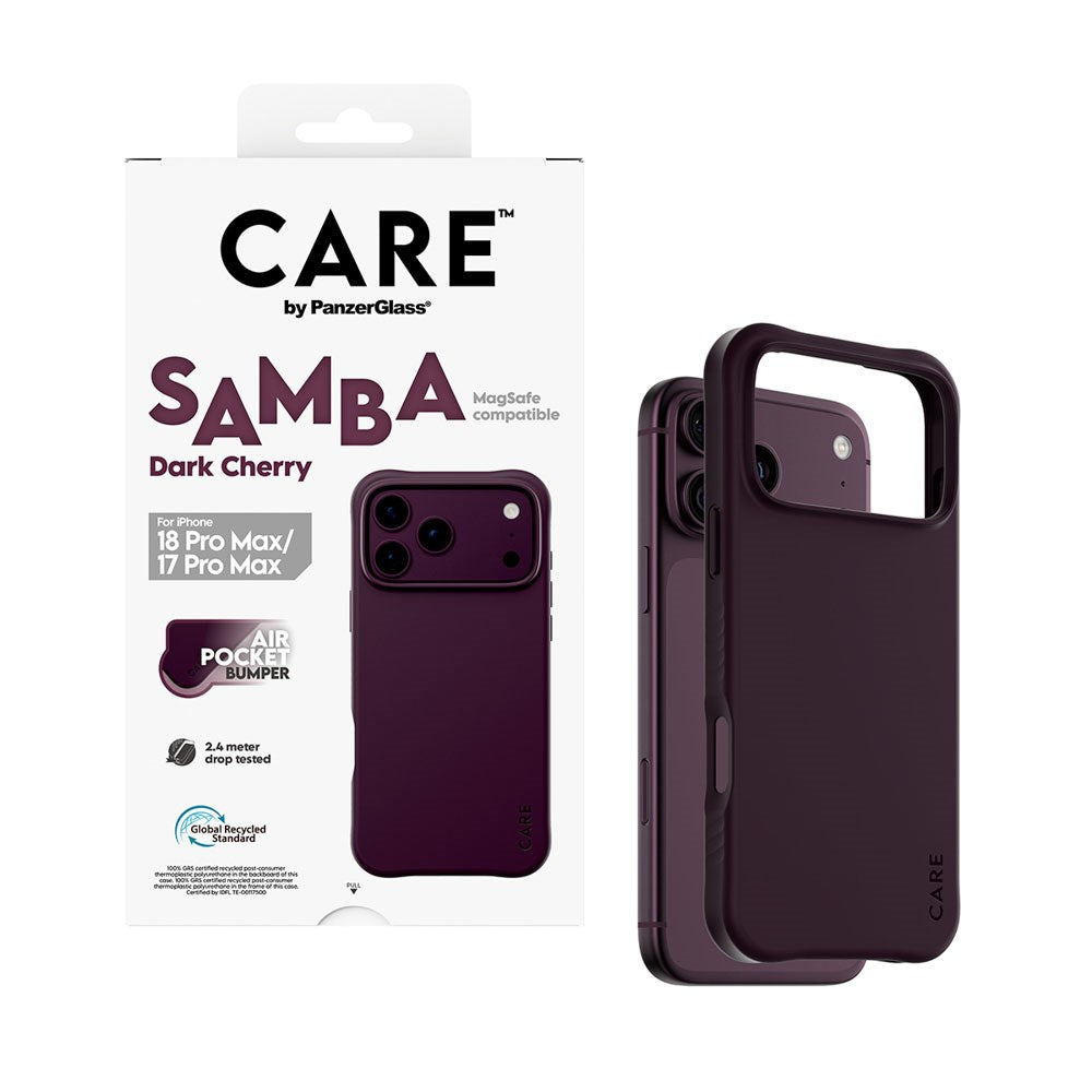 iPhone 18 Pro Max  / 17 Pro Max CARE by PanzerGlass Fashionable Samba Case - MagSafe Compatible - Dark Cherry