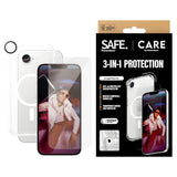 CARE By PanzerGlass iPhone 16e 3-i-1 FASHION Bundle - Screen Protector (UWF) / Samba Case / Camera Protection - Transparent / White