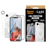 CARE By PanzerGlass iPhone 16e 3-i-1 FLAGSHIP MagSafe Bundle - Screen Protector (UWF) / Case / Camera Protection - Transparent / White