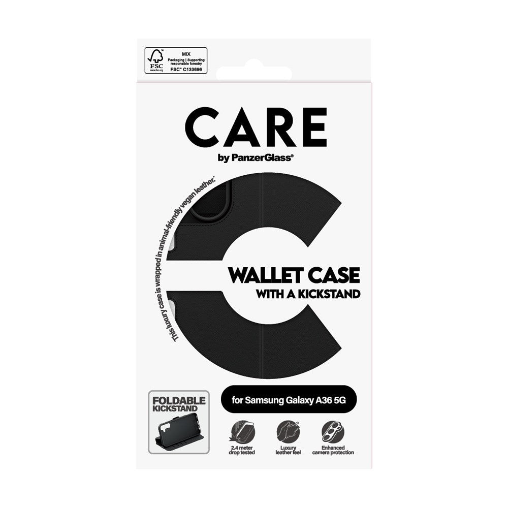 CARE by PanzerGlass Samsung Galaxy A36 (5G) Feature Wallet Case with Kickstand - Black