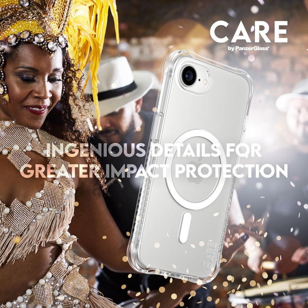 CARE by PanzerGlass iPhone 16e Fashionable Samba Case - MagSafe Compatible - Transparent / White