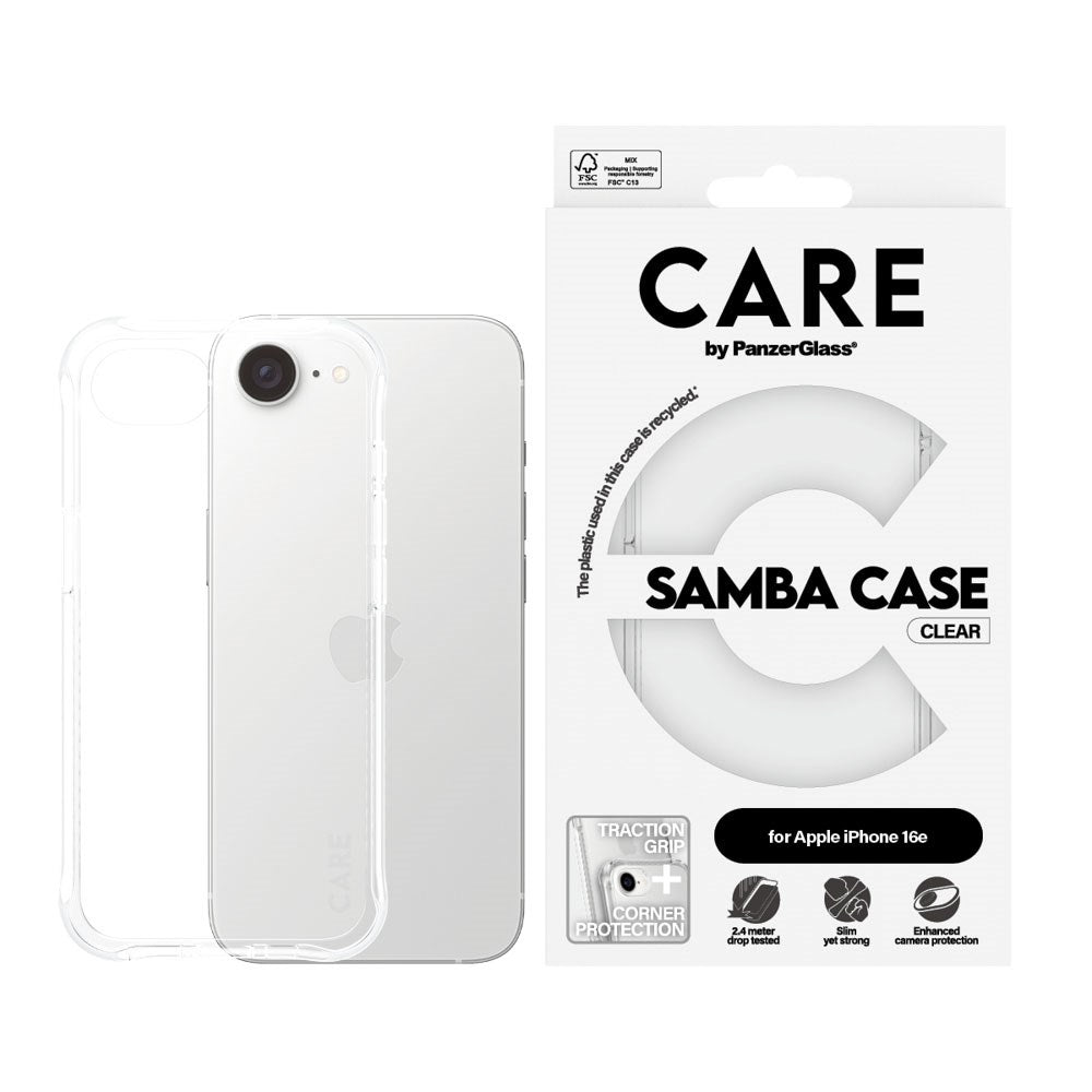 CARE by PanzerGlass iPhone 16e Fashionable Samba Case - Transparent