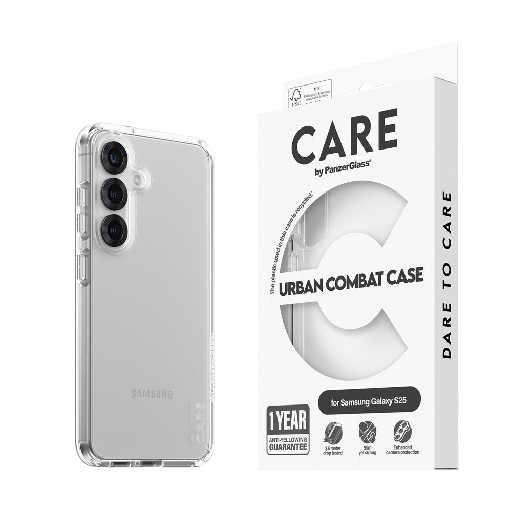 CARE by PanzerGlass Samsung Galaxy S25 FLAGSHIP Urban Combat Case - Transparent