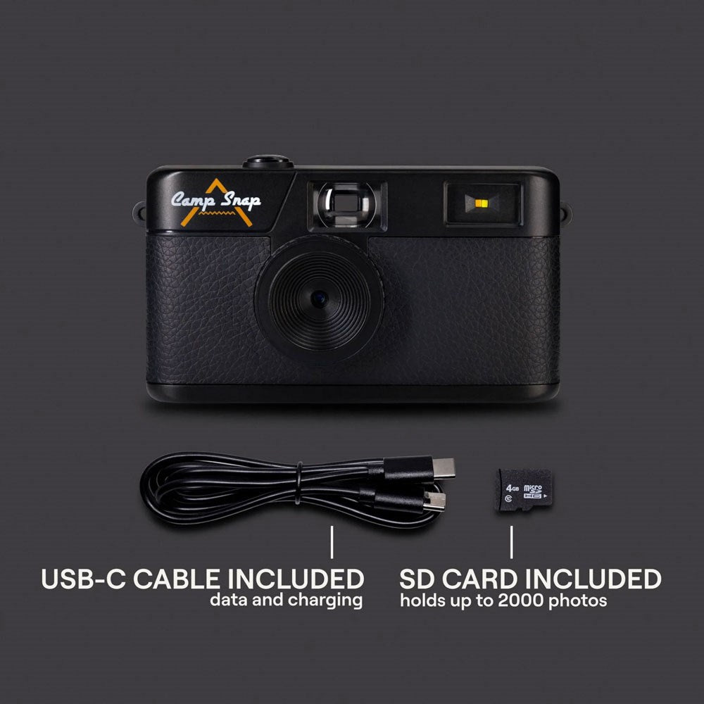 Camp Snap Screenless Digital Camera - 8 Megapixels - Rechargeable - Stealth Black