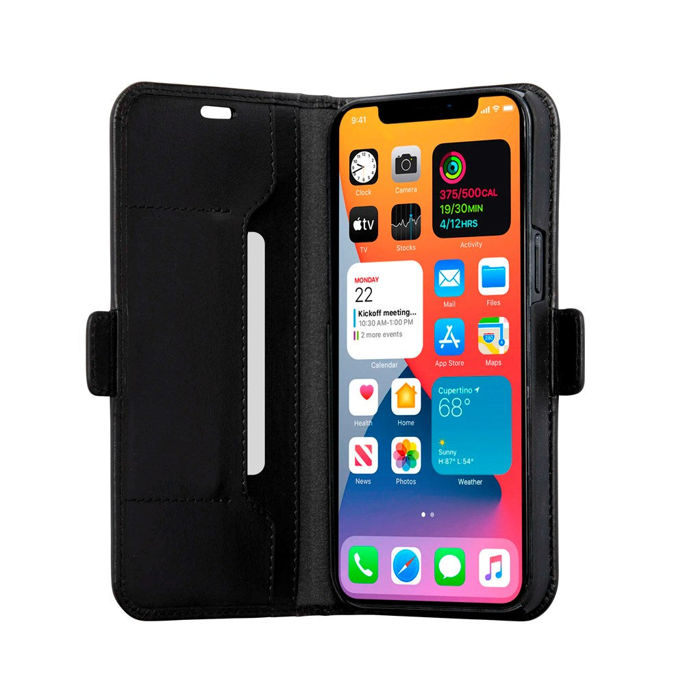 iPhone 12 Pro Max dbramante1928 Copenhagen Slim Genuine Leather Flip Case with Wallet - Black