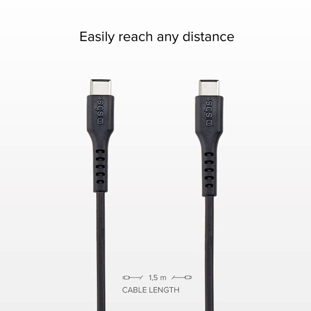 SBS USB-C to USB-C - 1.5 Meter - 25W (PD) - Black