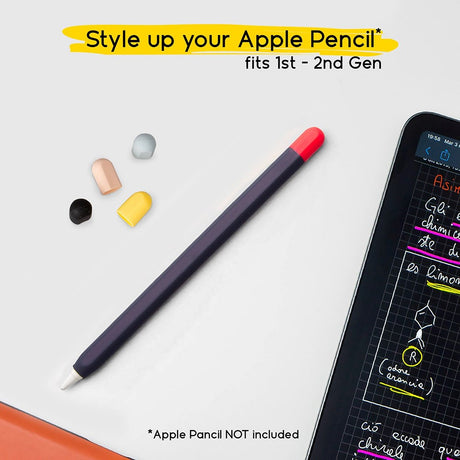 doodroo Apple Pencil 1 & 2nd Gen. Silicone Cover with 5 Colorful Caps – Blue