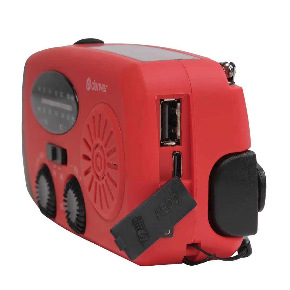 Denver SCR-2005 Emergency Radio with Hand Crank - Flashlight - SOS Function - Red