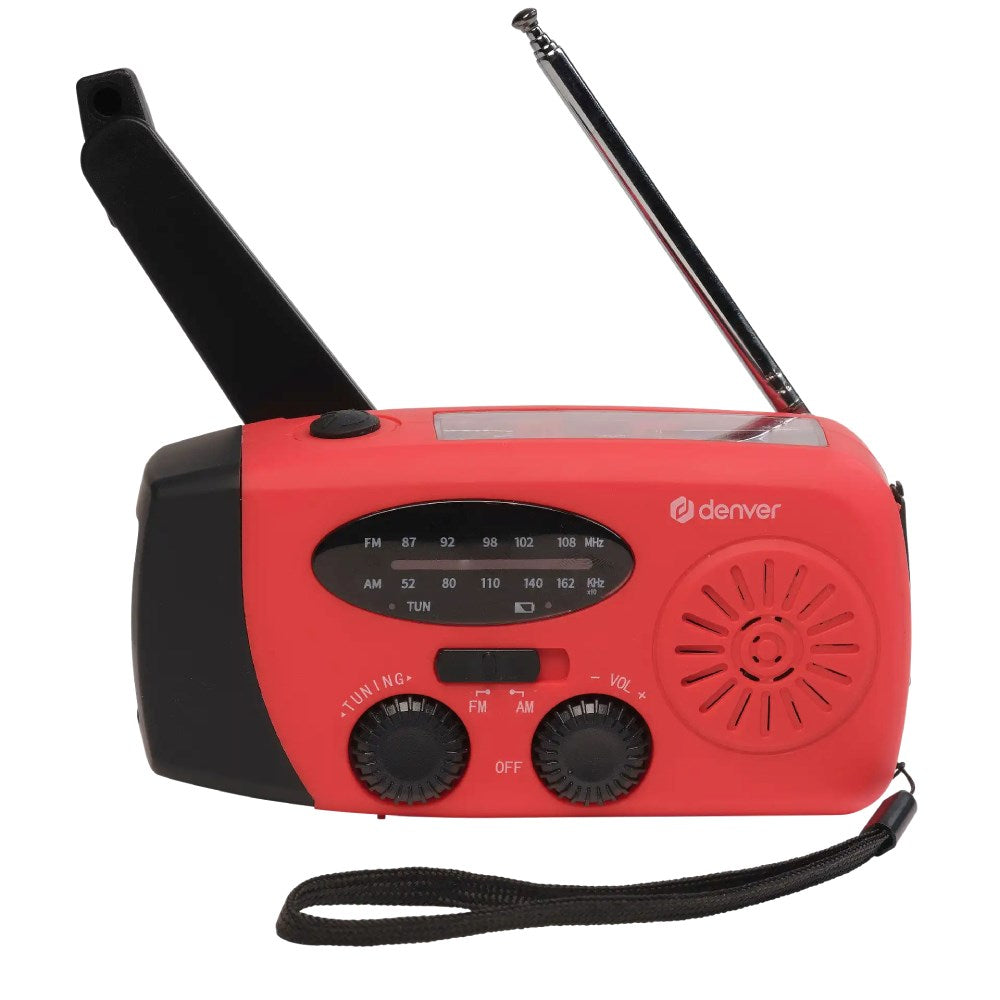 Denver SCR-2005 Emergency Radio with Hand Crank - Flashlight - SOS Function - Red
