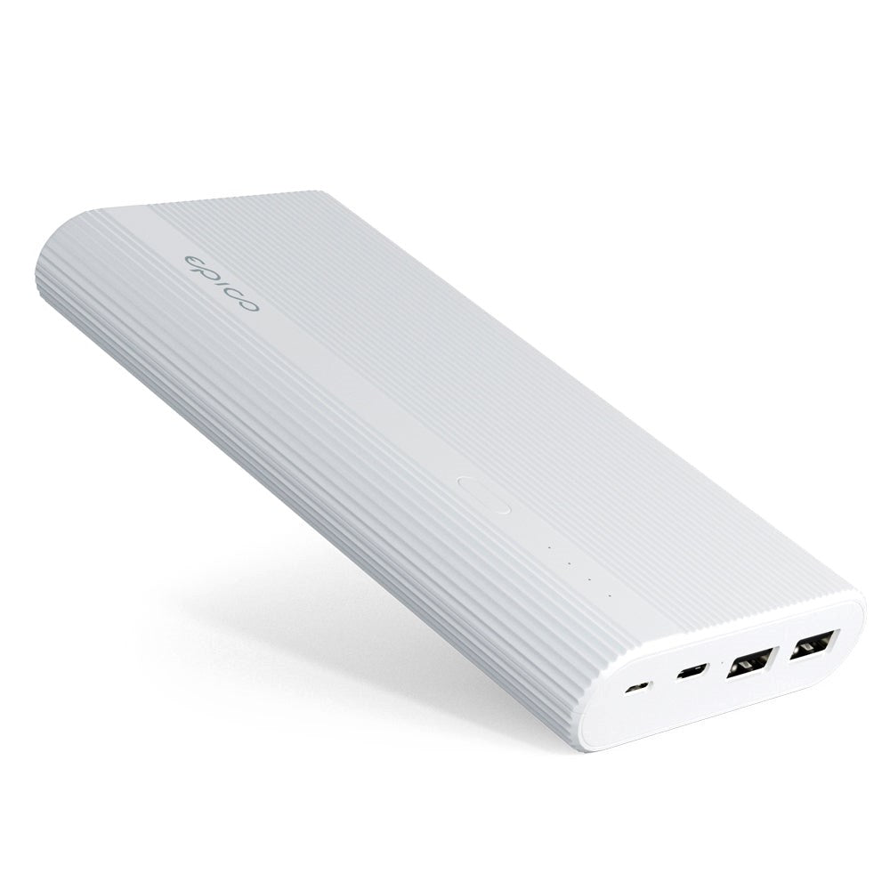 Epico Powerbank Multiport m. 2 x USB-A og 1 x USB-C - 20.100 mAh - White