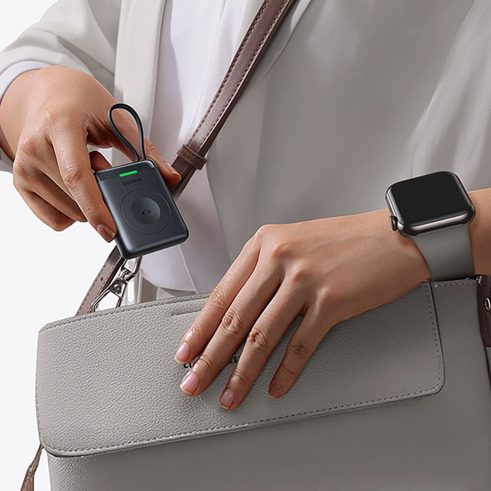 Baseus EnerFill 5W Powerbank for Apple Watch with Wireless Charging & Built-in USB-C Cable - White