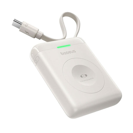 Baseus EnerFill 5W Powerbank for Apple Watch with Wireless Charging & Built-in USB-C Cable - White