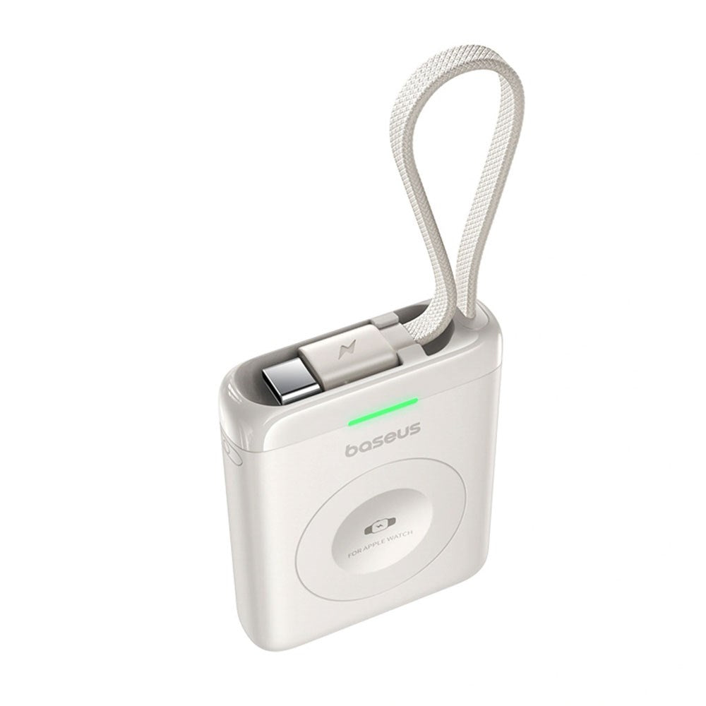 Baseus EnerFill 5W Powerbank for Apple Watch with Wireless Charging & Built-in USB-C Cable - White