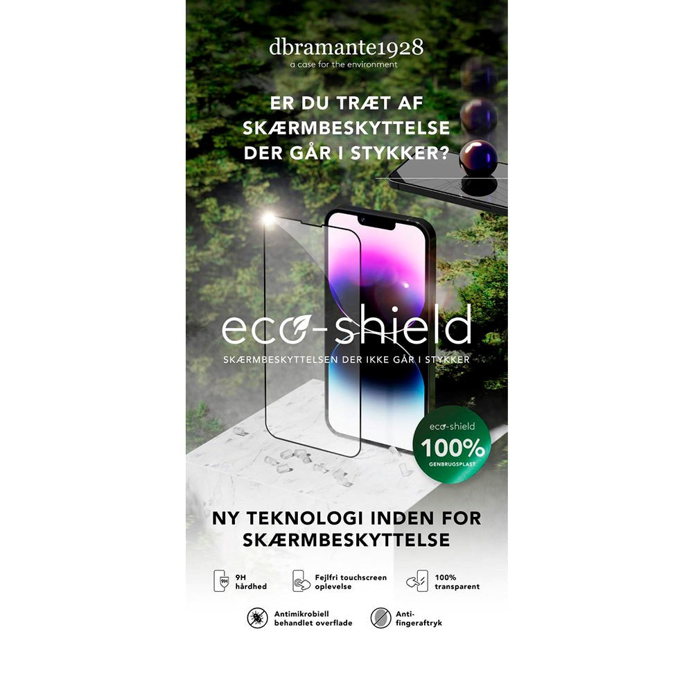 iPhone 14 Pro Max dbramante1928 Eco-Shield Screen Protector w. Installation Frame - Black Edge