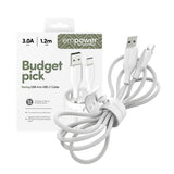 empower by PanzerGlass Racing 60W USB-A to USB-C Cable – 1.2m – Silver White