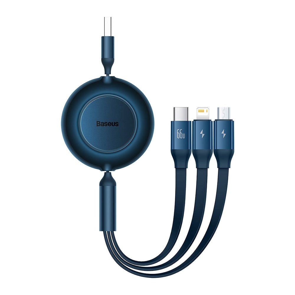 Baseus Bright Mirror USB-A to USB-C, Micro USB & Lightning Cable - 66W - 1.1m. - Blue