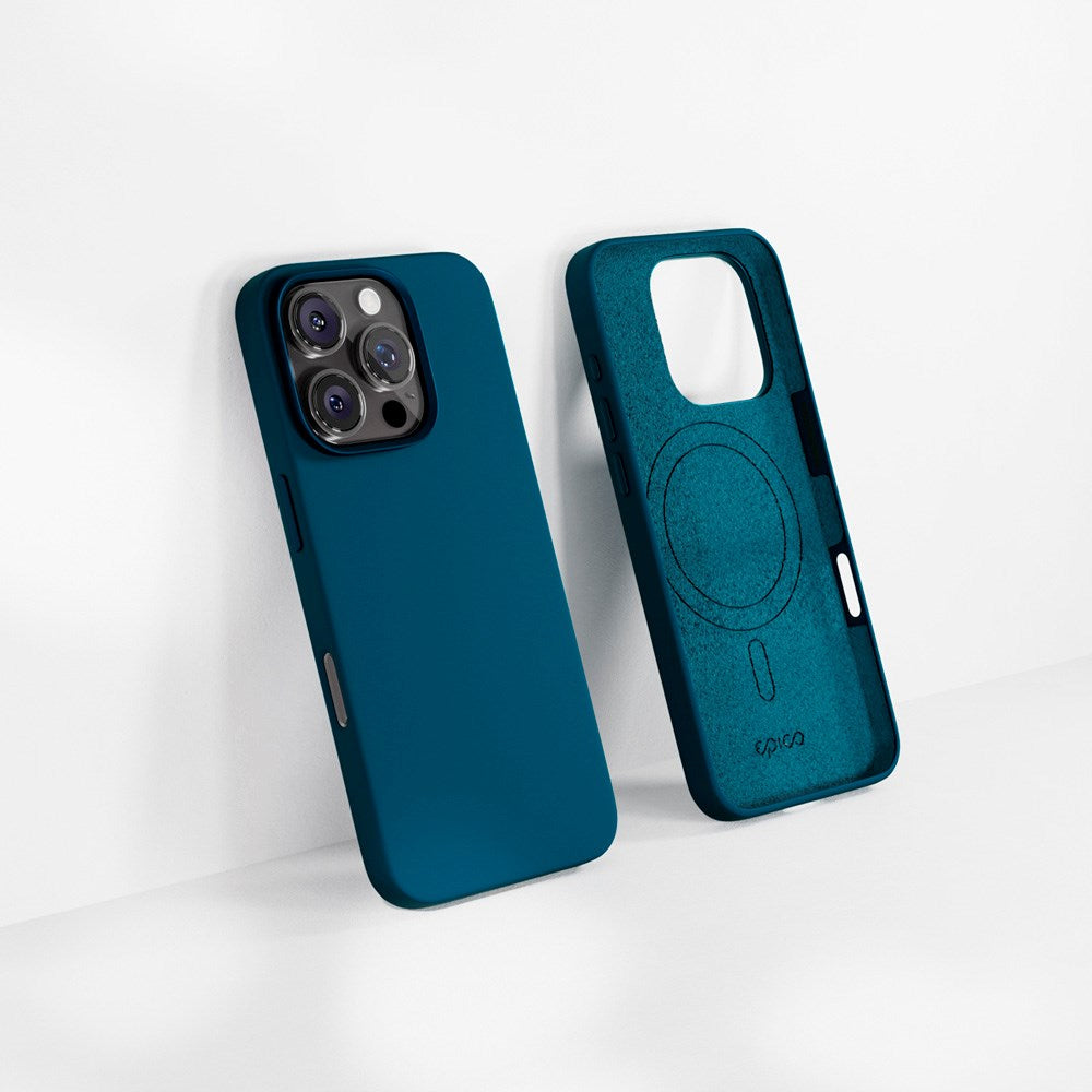 iPhone 16 Pro Epico Mag+ Silicone Case - MagSafe Compatible - Petrol Blue