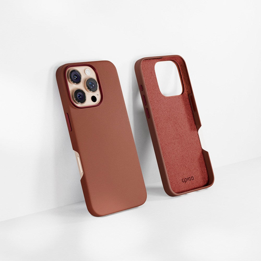 Epico iPhone 16 Pro Max Mag+ Leather Case - MagSafe Compatible - Brown