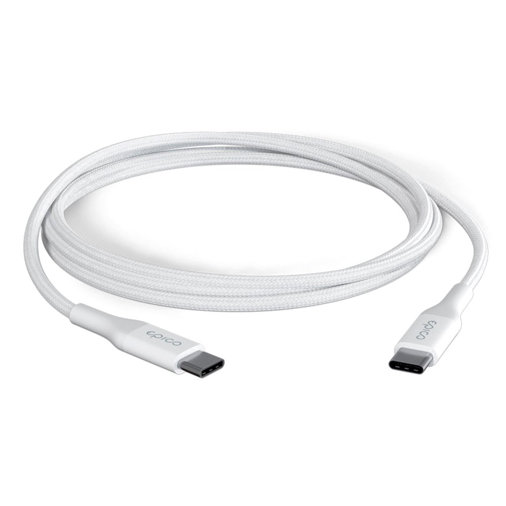 Epico Braided USB-C to USB-C Cable PD 100W - 200cm - White