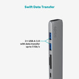 Epico 6-in-1 USB-C Adapter – Aluminium Design with 8K Resolution - Space Grey